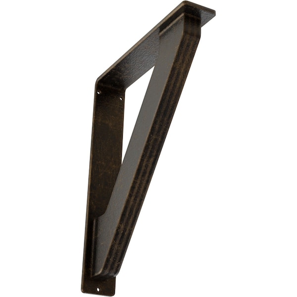 Ekena Millwork Traditional Wrought Iron Bracket, (Triple center brace), Antiqued Brass 2"W x 10"D x 12"H BKTM02X10X12TTRABS - main